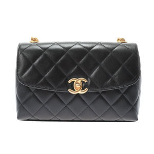 Chanel Flap Bag Black/Gold Hardware Grained Calfskin Women's Shoulder Bag